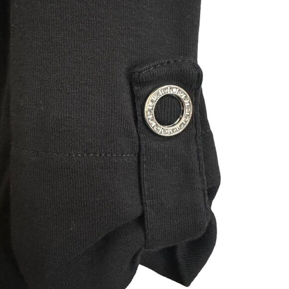 Chico's 3/4 Sleeve V Neck Shirt‎ with Rhinestone Details Women's 1/M Black - Picture 7 of 8